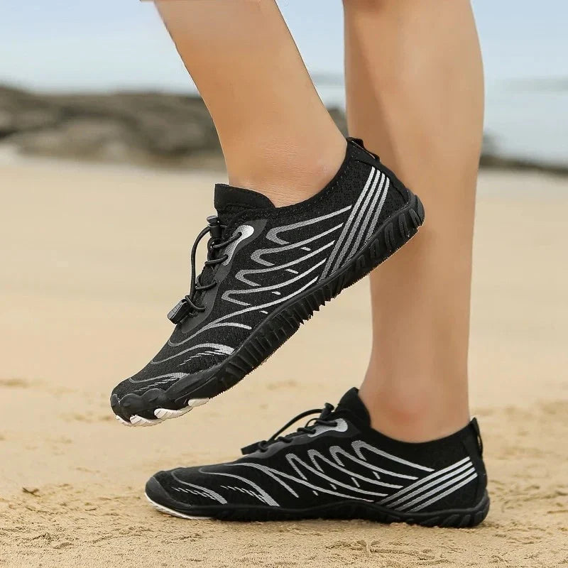 Chaussures aquatiques pieds nus mixtes, semelle caoutchouc