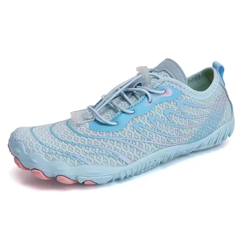 Chaussures aquatiques pieds nus mixtes, semelle caoutchouc, bleu