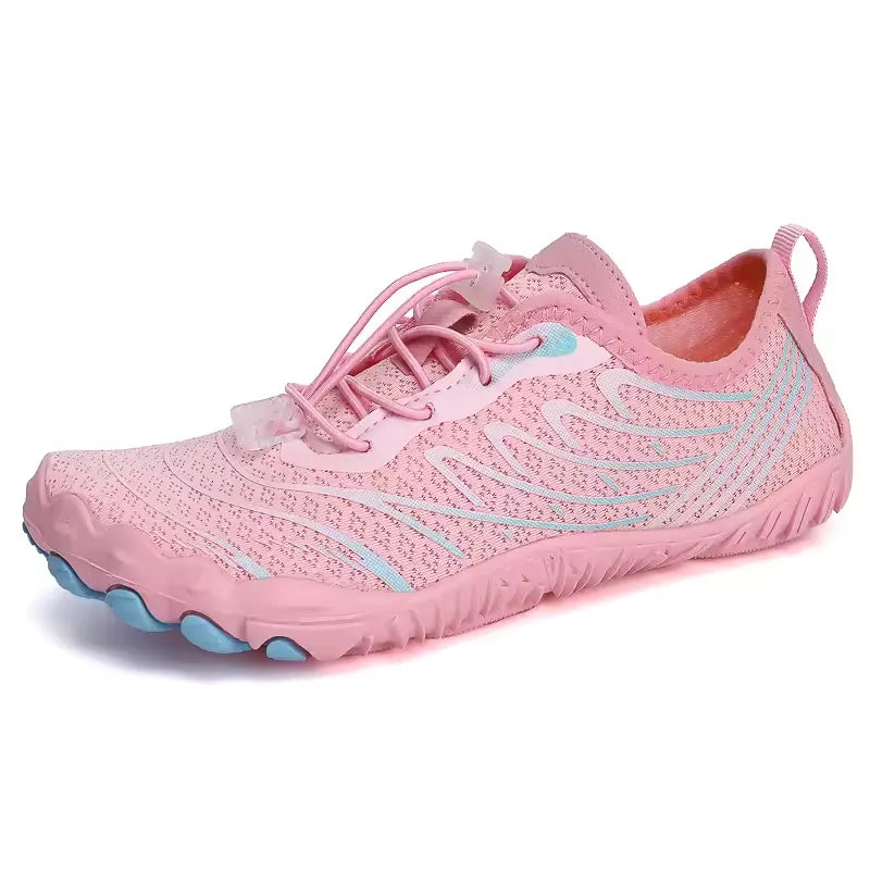 Chaussures aquatiques pieds nus mixtes, semelle caoutchouc, rose