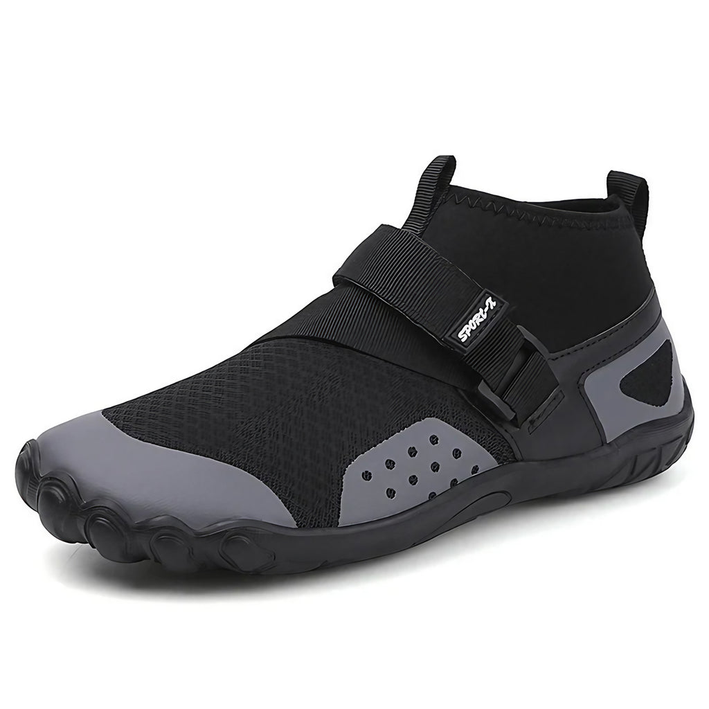 Chaussures aquatiques montantes mixtes, sensation pieds nus, noir