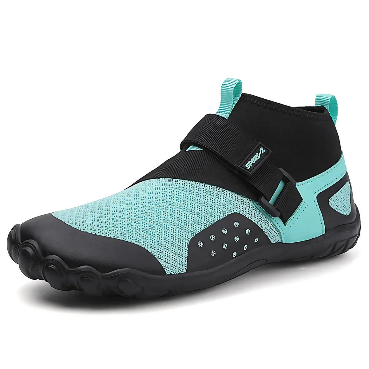 Chaussures aquatiques montantes mixtes, sensation pieds nus, bleu