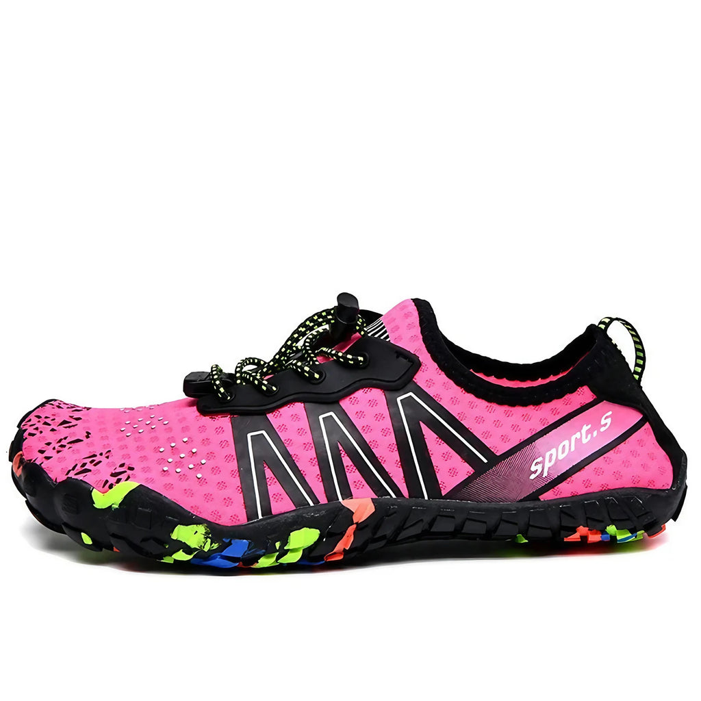 Chaussures aquatiques pieds nus mixtes, semelle en caoutchouc, rose