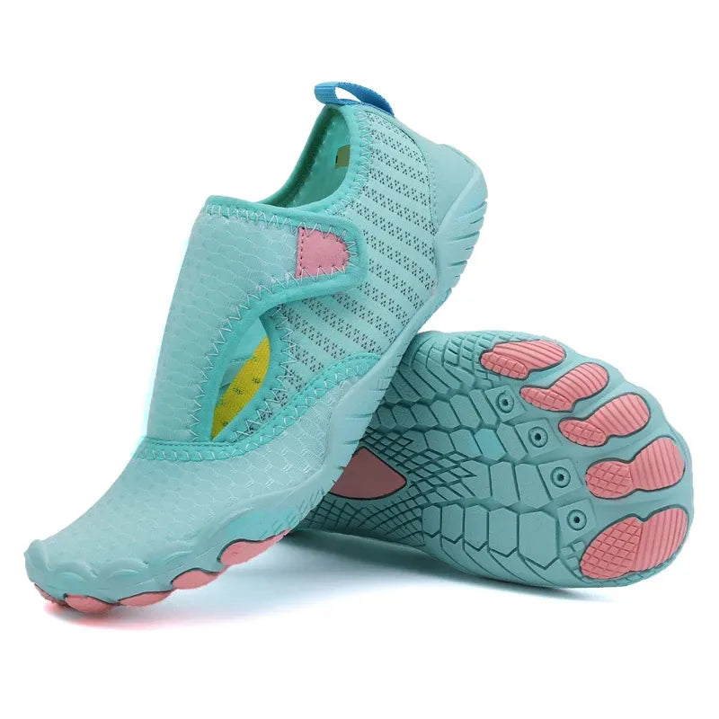 Chaussures aquatiques enfant et adulte, maille, du 26 au 45, turquoise