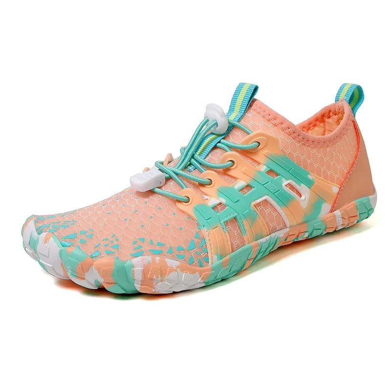 Chaussures aquatiques pieds nus mixtes, semelle antidérapante, orange