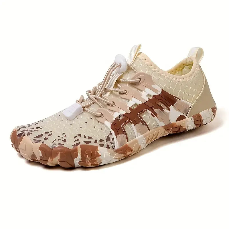 Chaussures aquatiques pieds nus mixtes, semelle antidérapante, beige