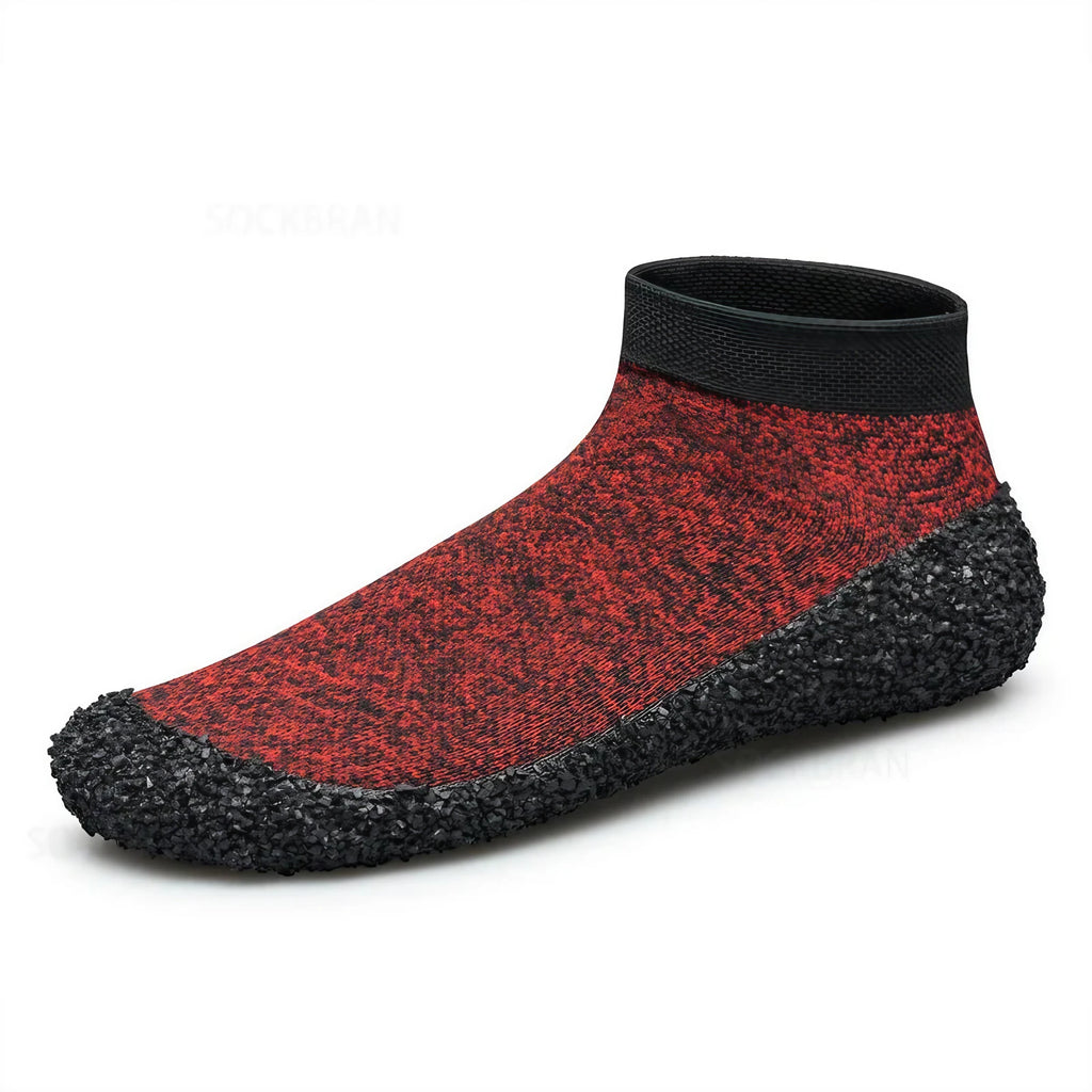 Chaussures aquatiques pieds nus pliables, semelle de 3 mm, rouge