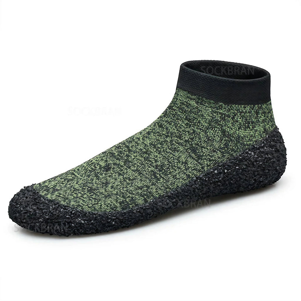 Chaussures aquatiques pieds nus pliables, semelle de 3 mm, vert