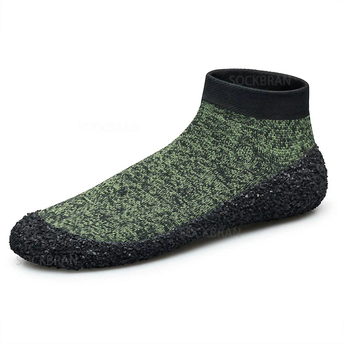 Chaussures aquatiques pieds nus pliables, semelle de 3 mm, vert