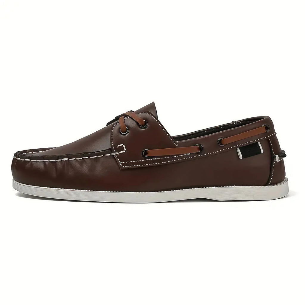 Chaussures bateau homme rétro, semelle intérieure moelleuse, brun clair