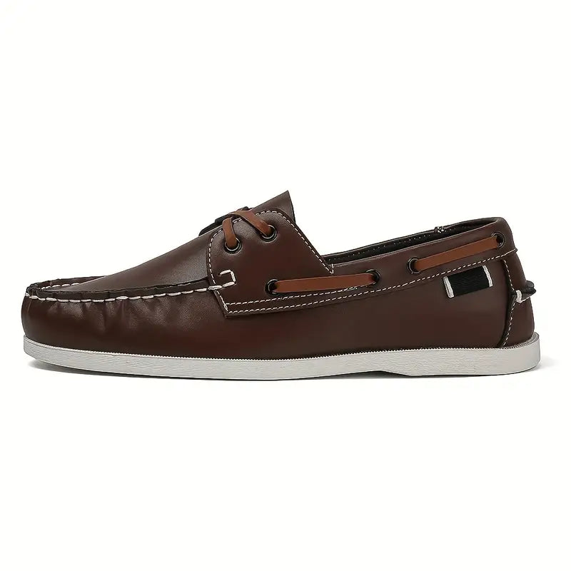 Chaussures bateau homme rétro, semelle intérieure moelleuse, brun clair