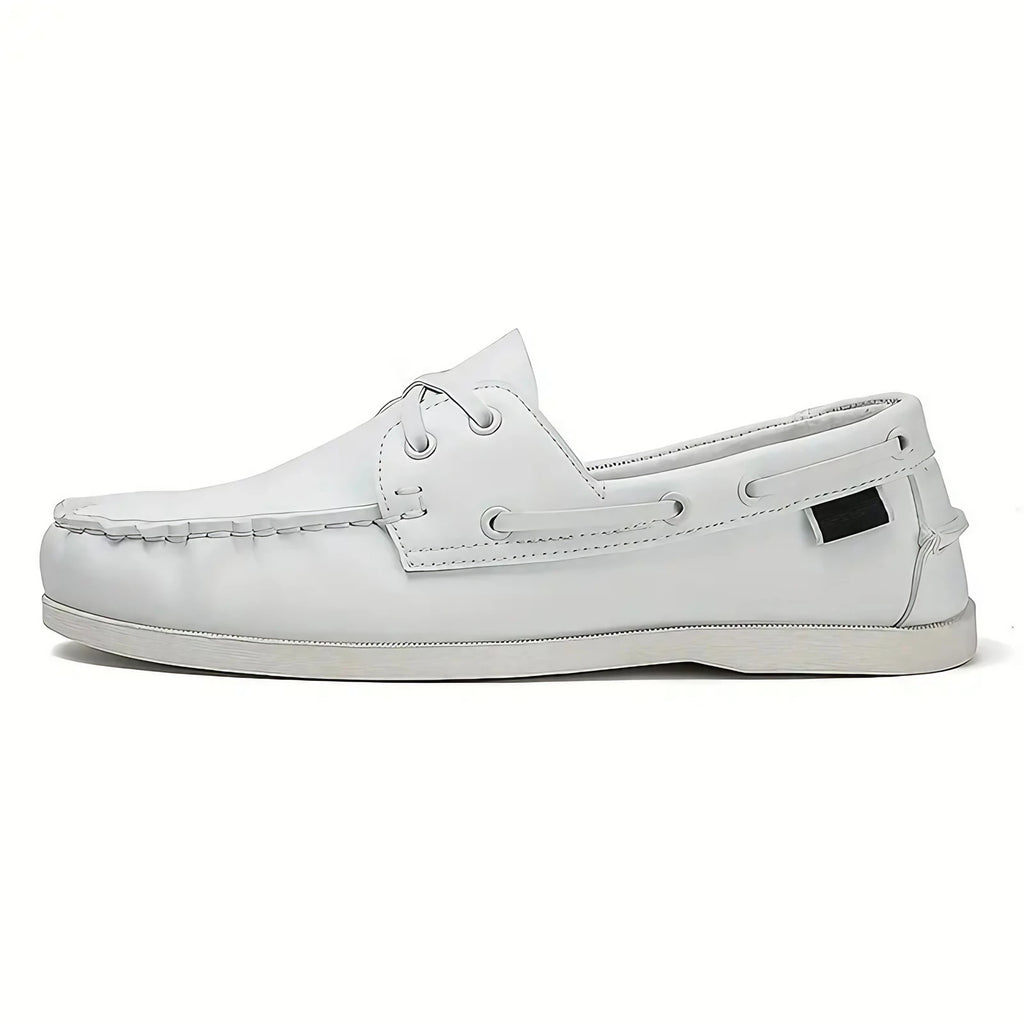 Chaussures bateau homme rétro, semelle intérieure moelleuse, blanc