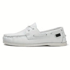 Chaussures bateau homme rétro, semelle intérieure moelleuse, blanc