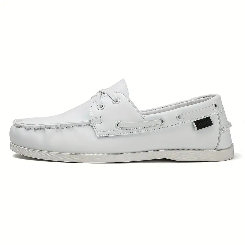 Chaussures bateau homme rétro, semelle intérieure moelleuse, blanc