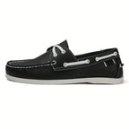 Chaussures bateau homme rétro, semelle intérieure moelleuse, noir