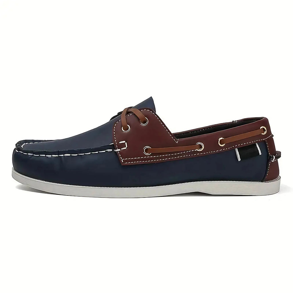 Chaussures bateau homme rétro, semelle intérieure moelleuse, bleu