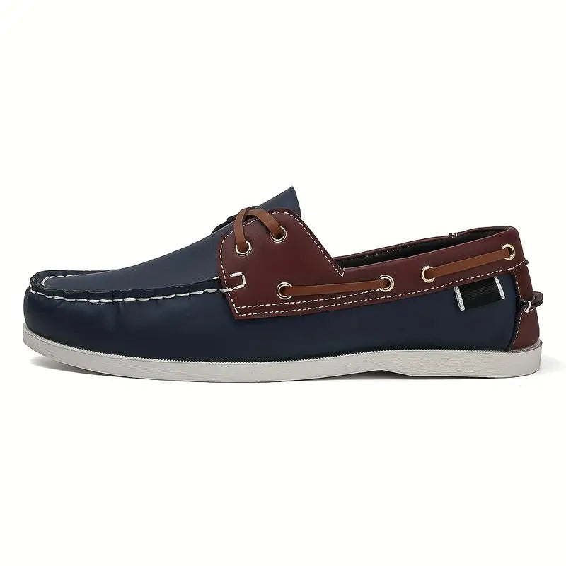 Chaussures bateau homme rétro, semelle intérieure moelleuse, bleu