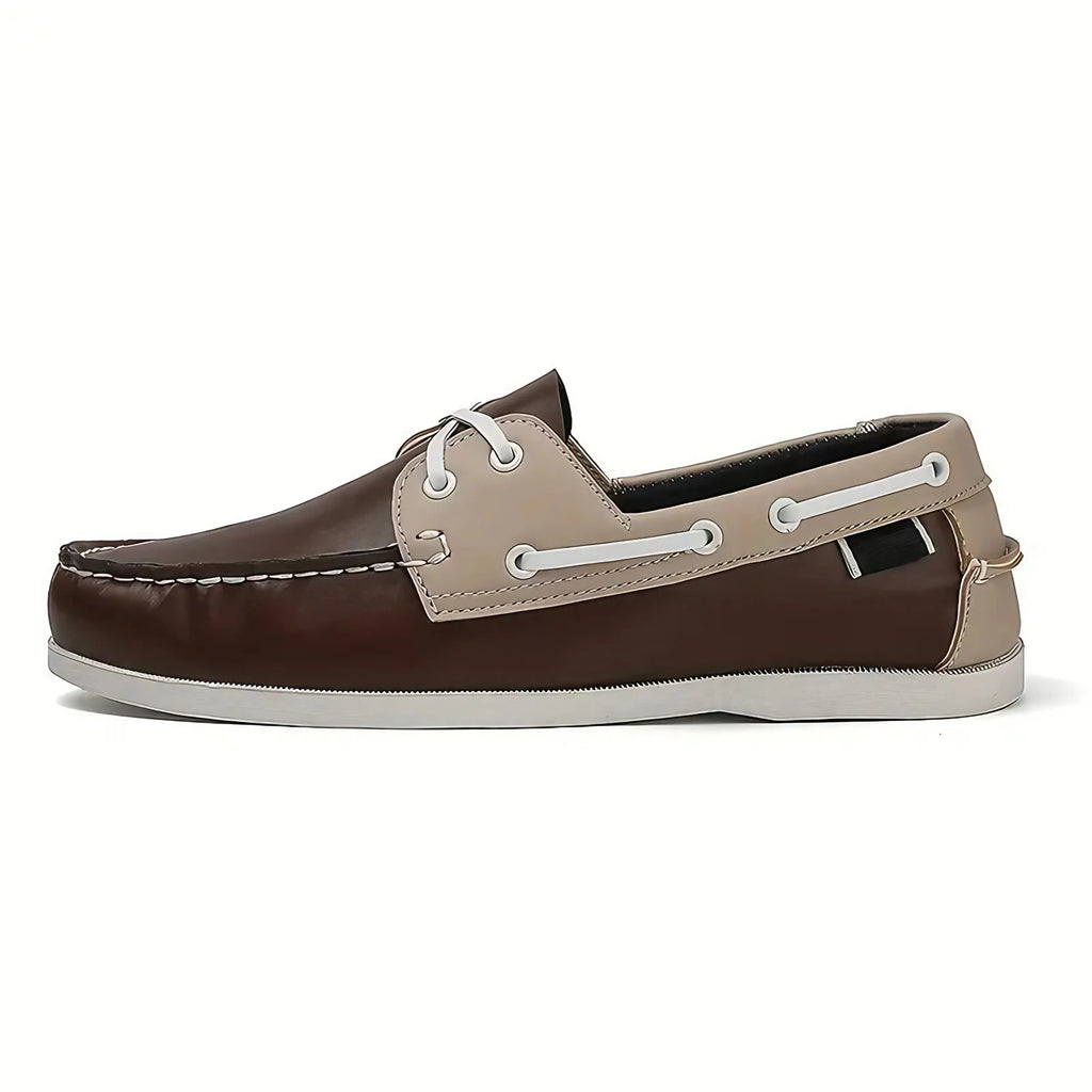 Chaussures bateau homme rétro, semelle intérieure moelleuse, marron