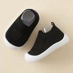 Chaussures bébé en maille à semelle souple, premiers pas, noir