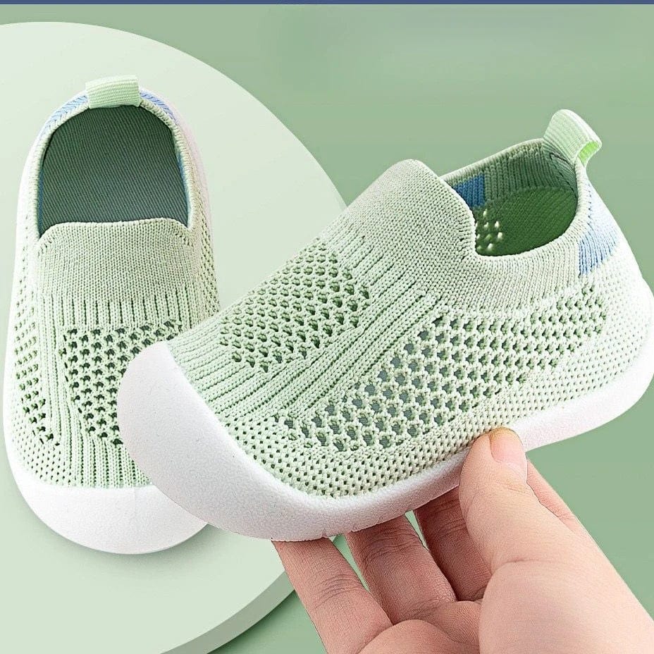 Chaussures bébé en maille à semelle souple, premiers pas, vert
