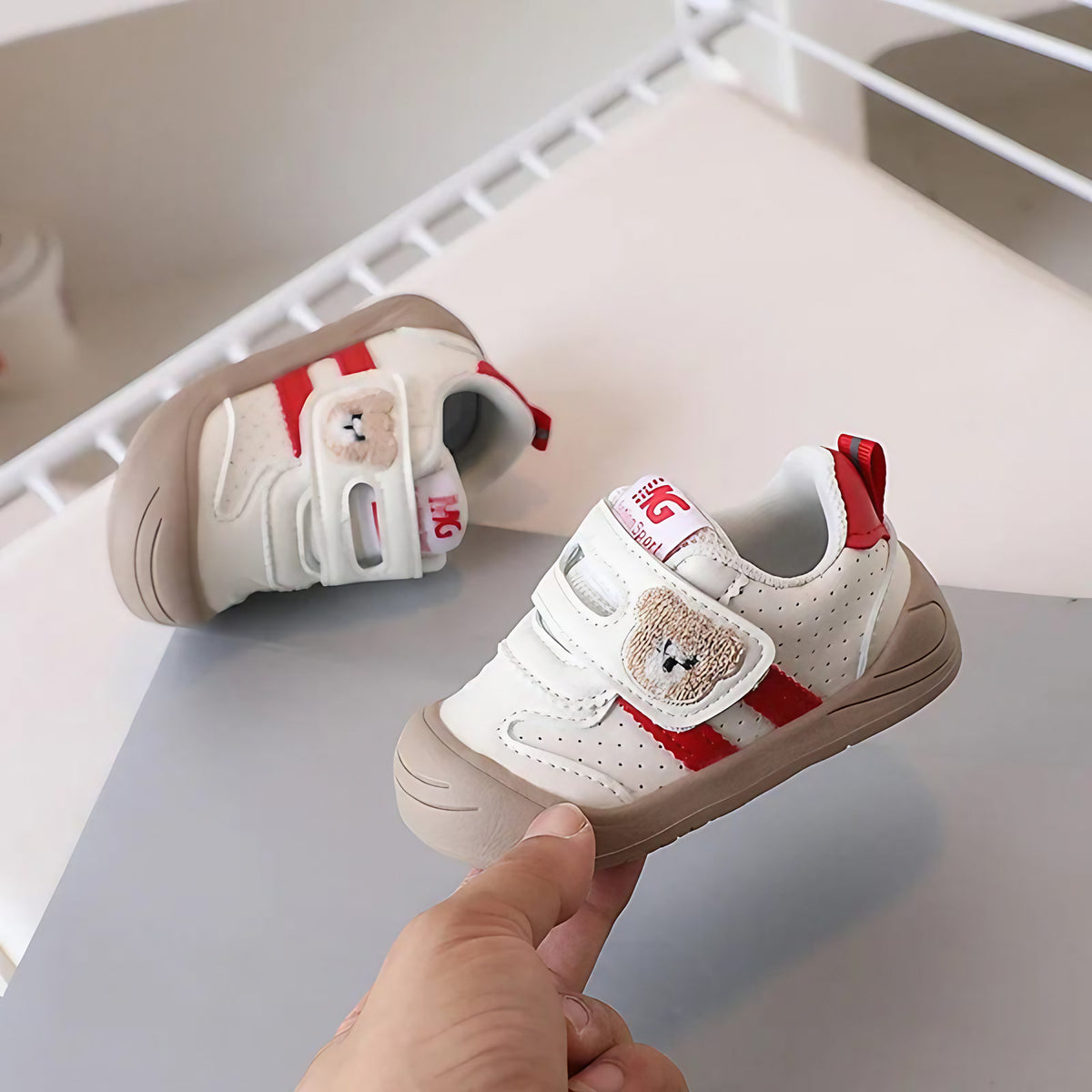 Chaussures bébé à semelle souple, pointures 16 à 25, rouge