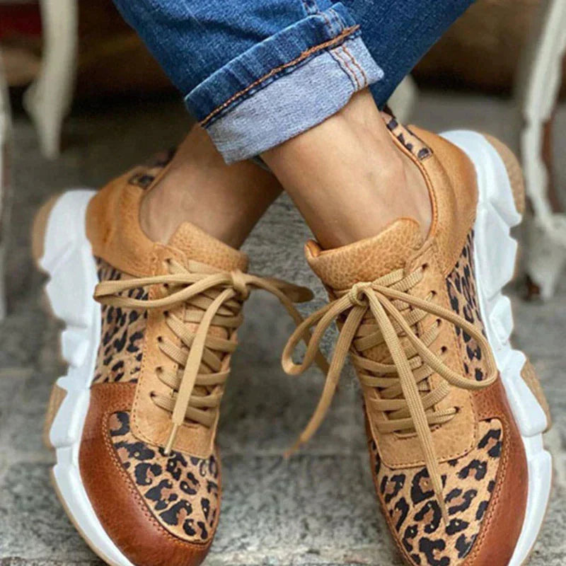 Chaussures léopard femme à semelle épaisse et souple