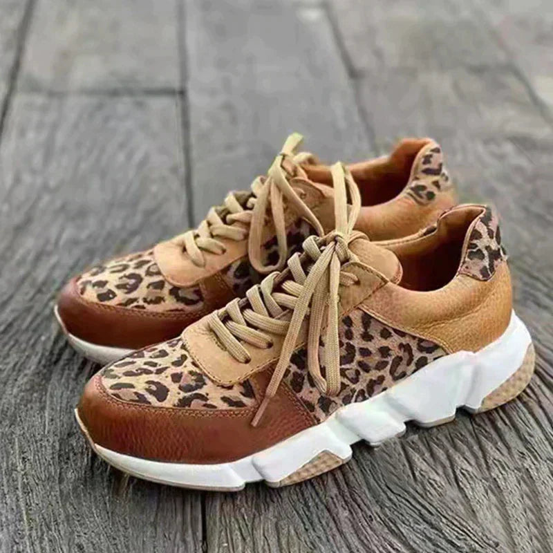 Chaussures léopard femme à semelle épaisse et souple
