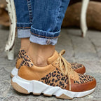 Chaussures léopard femme à semelle épaisse et souple