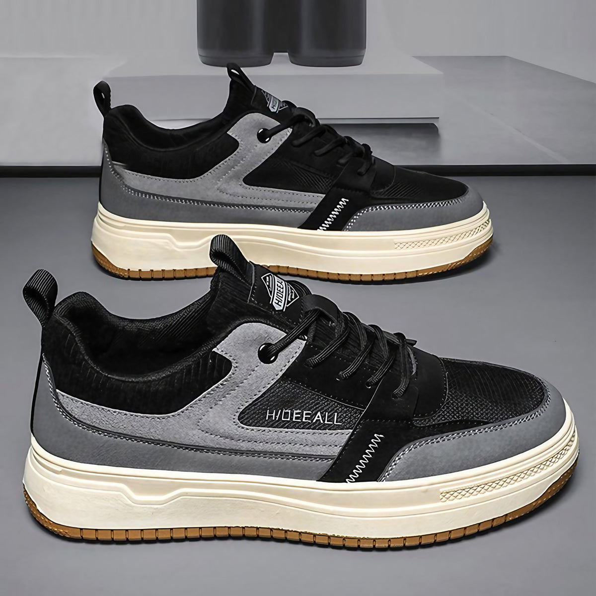 Chaussures décontractées homme à base haute multicouche, noir