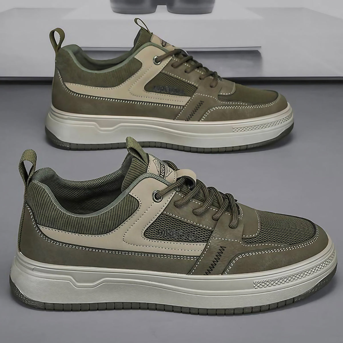 Chaussures décontractées homme à base haute multicouche, vert