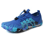 Chaussures aquatiques pieds nus mixtes, boucle réglable, 26 au 46, bleu