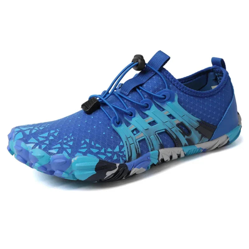 Chaussures aquatiques pieds nus mixtes, boucle réglable, 26 au 46, bleu