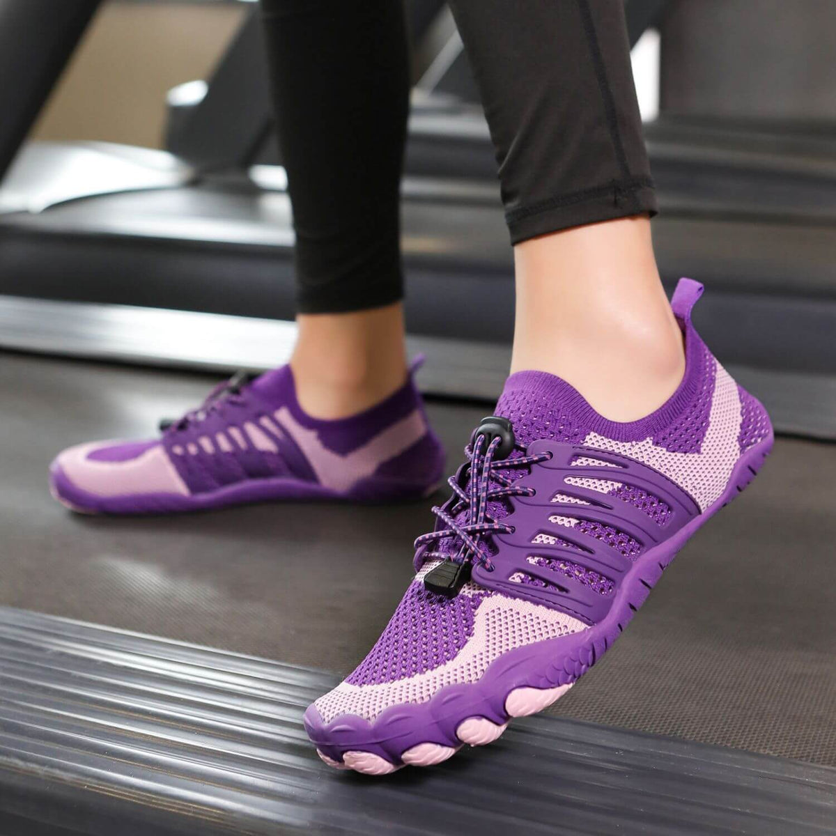 Chaussures aquatiques pieds nus mixtes, maille et lacets élastiques