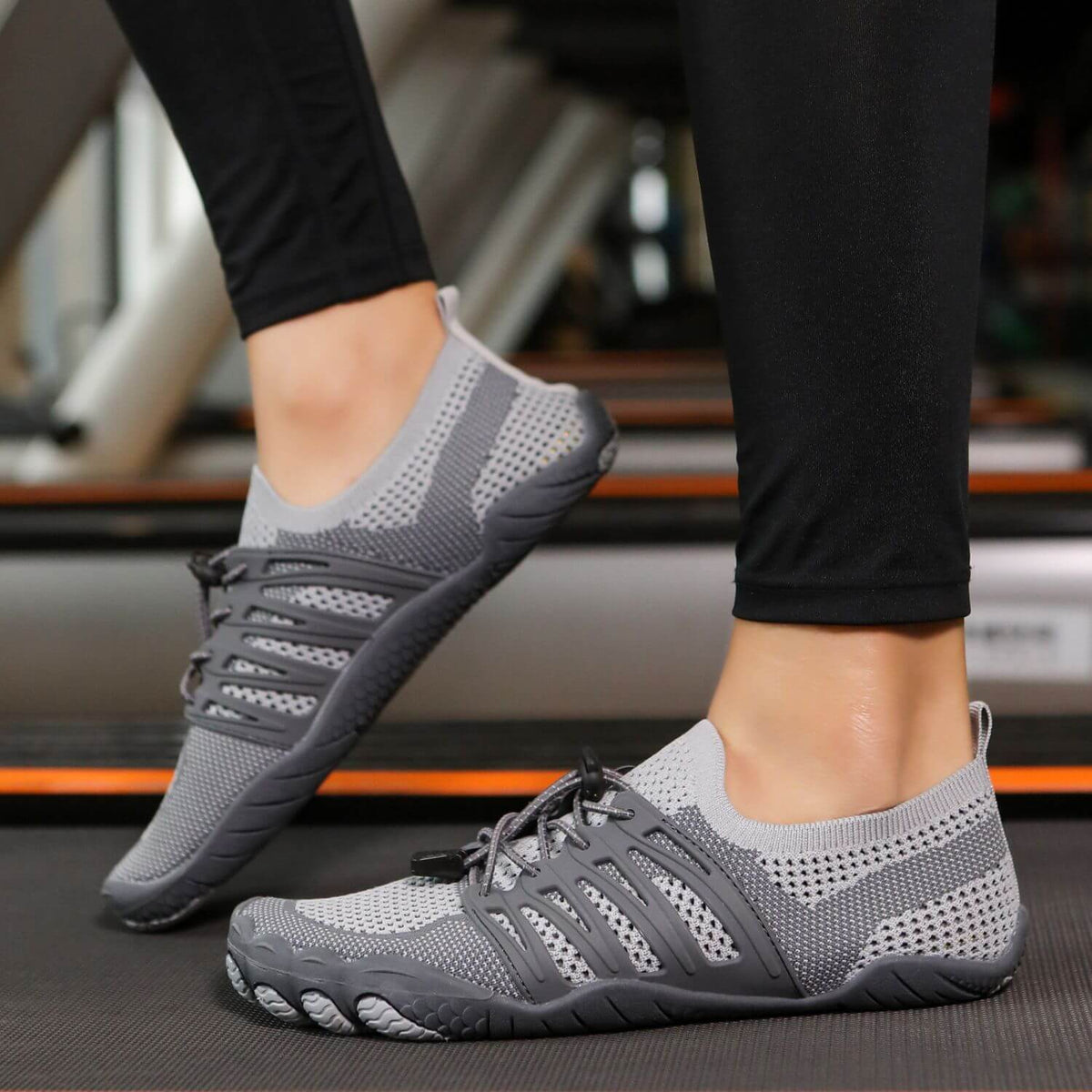 Chaussures aquatiques pieds nus mixtes, maille et lacets élastiques