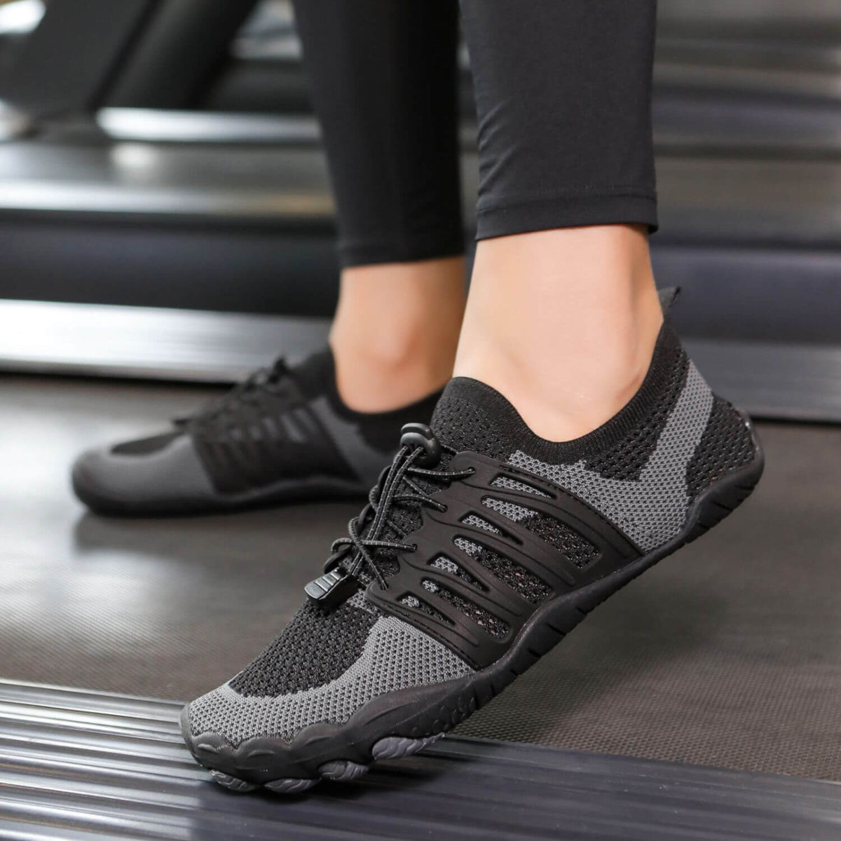 Chaussures aquatiques pieds nus mixtes, maille et lacets élastiques