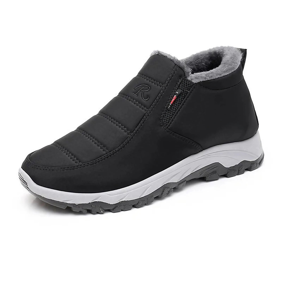 Chaussures d'hiver mixtes à enfiler, doublure textile, noir