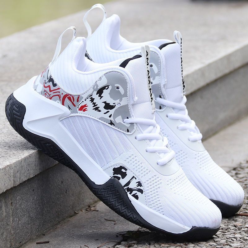 Chaussures de course homme à renforts latéraux, du 39 au 45, blanc et noir