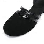 Chaussures de danse femme noires à talon bas et bride réglable