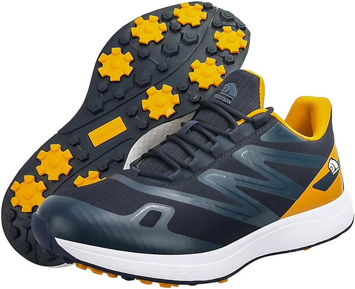 Chaussures de golf homme légères et imperméables, à crampons, orange et bleu marine