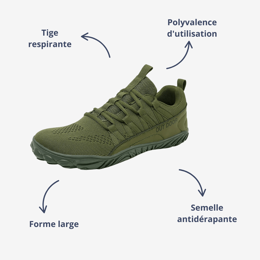 Chaussures de marche homme pour pieds larges, antidérapantes