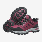 Chaussures de marche femme à lacets, semelle crantée, rose