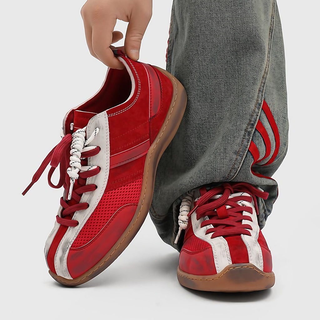 Chaussures de marche homme légères à semelle souple, rouge