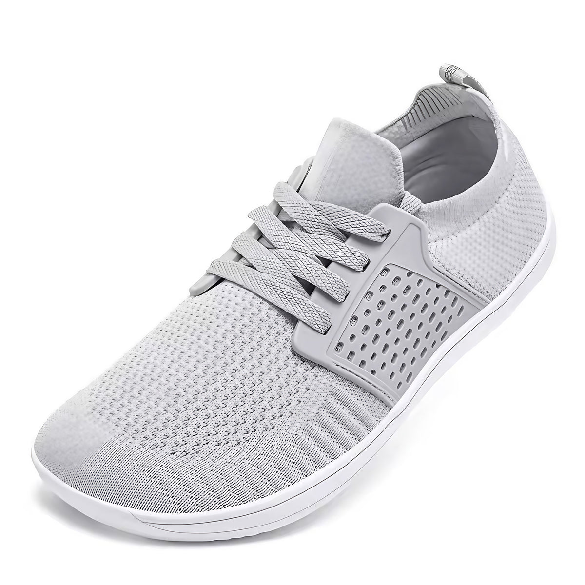 Chaussures minimalistes homme forme large, pour la marche, gris clair