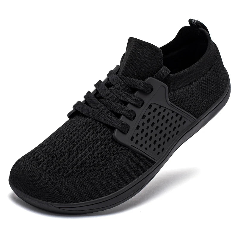 Chaussures minimalistes homme forme large, pour la marche, noir