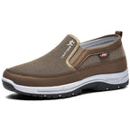 Chaussures orthopédiques homme de marche, à scratch, bout large, kaki