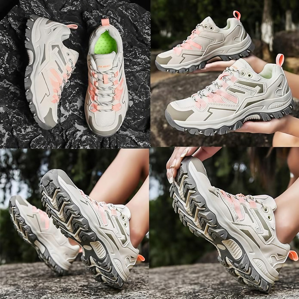 Chaussures de marche femme basses à lacets, embout renforcé