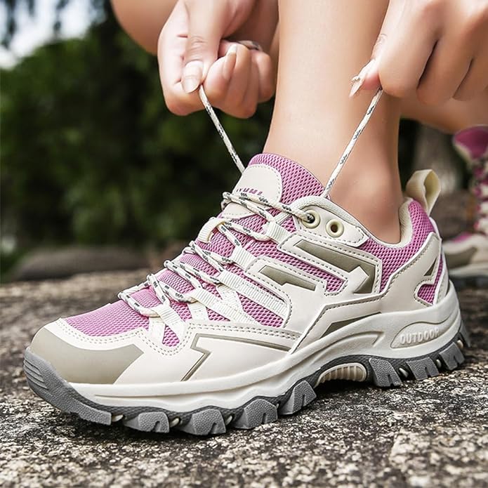 Chaussures de marche femme basses à lacets, embout renforcé