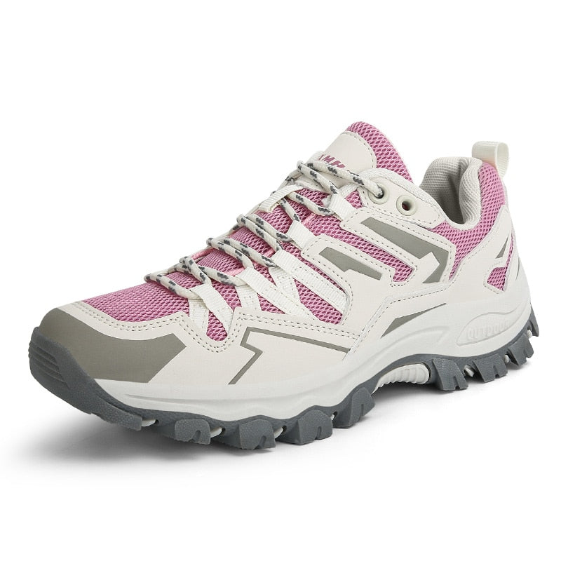 Chaussures de marche femme basses à lacets, embout renforcé, violet