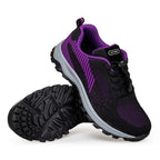 Chaussures de marche mixtes, semelle caoutchouc et EVA, à lacets, noir et violet