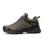 Chaussures de randonnée homme en cuir, semelle caoutchouc, kaki
