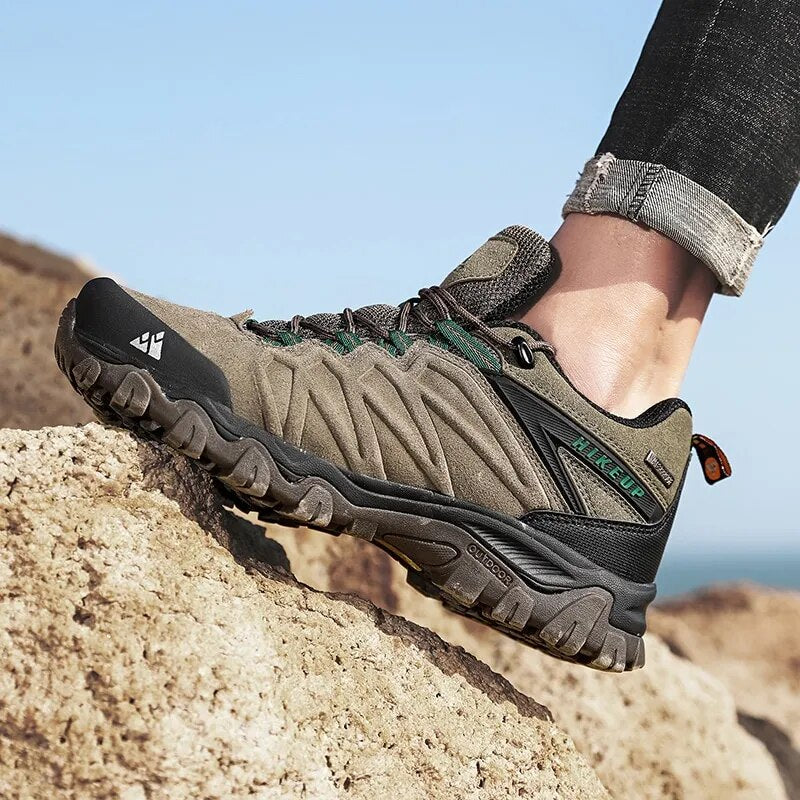 Chaussures de randonnée homme en cuir, semelle caoutchouc
